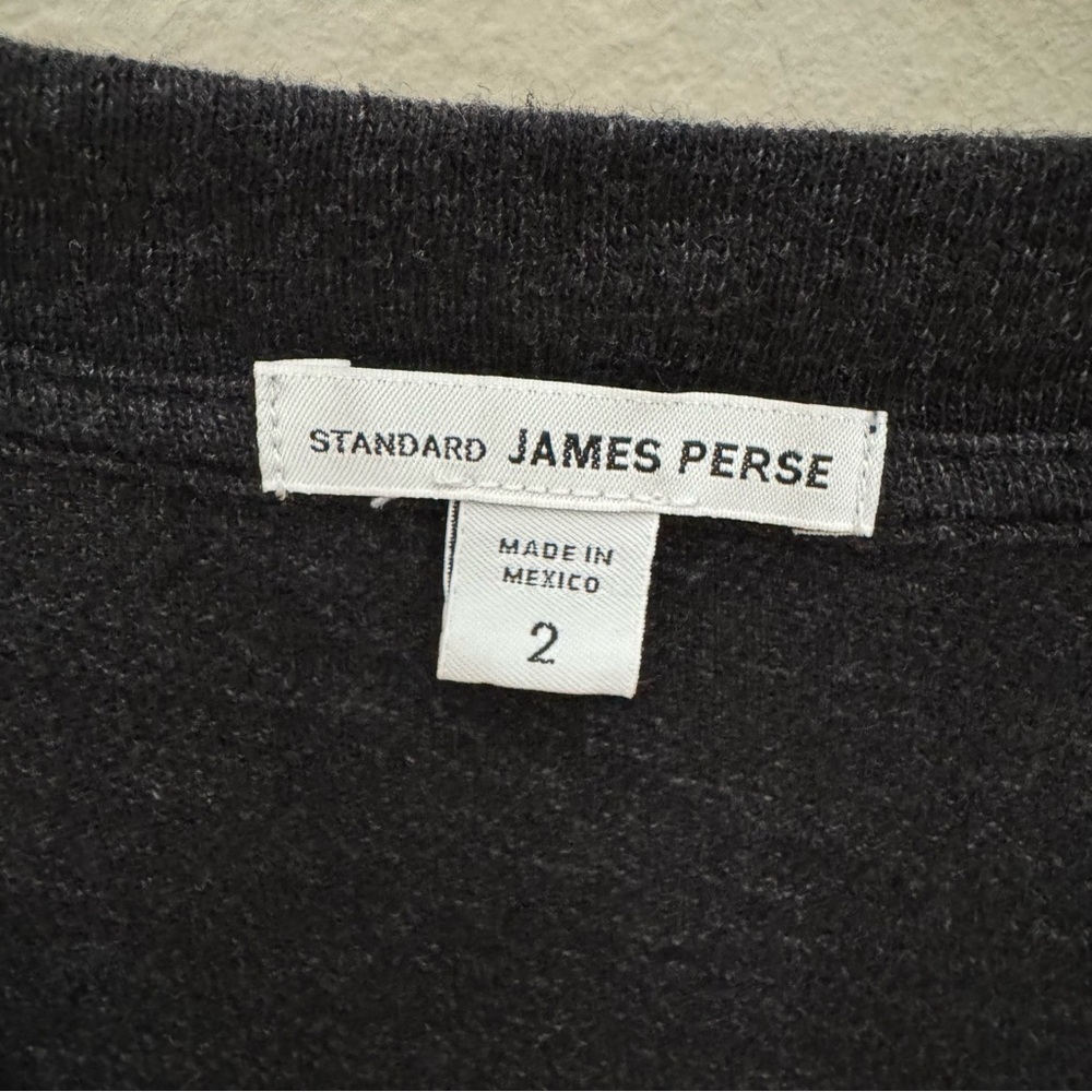JAMES PERSE Long Sleeve V-Neck Top Black Knit Size 2/Medium - Picture 2 of 12